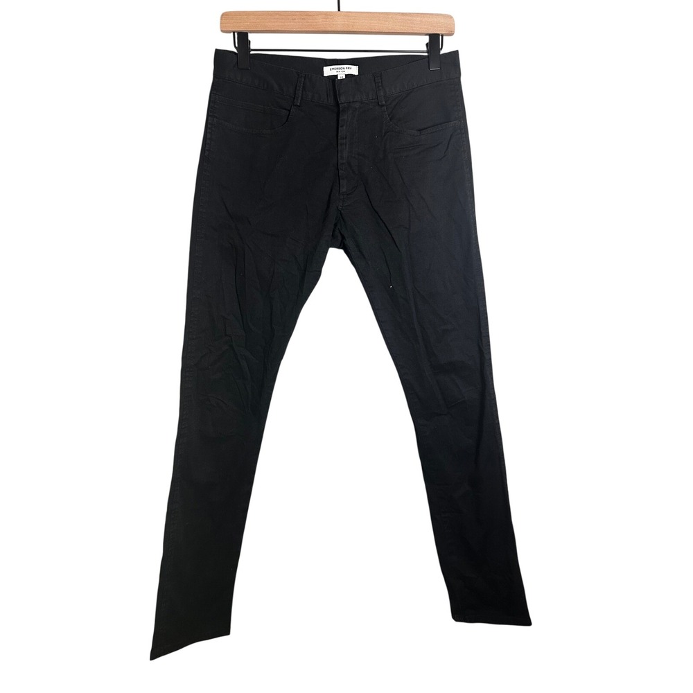 Emerson Fry Black French Pant Slim Straight Leg Stretch Cotton Trousers Size 27